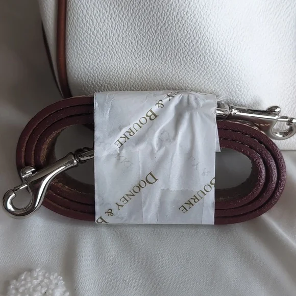 Dooney & Bourke Archives-Pebble Leather Tuck Lock Tote-White/British Tan NEW - Picture 11 of 15